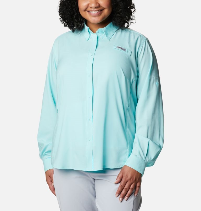 Camasa Columbia PFG Tamiami II Long Sleeve Dama Turcoaz | Plus Size SHZS8Q9A0